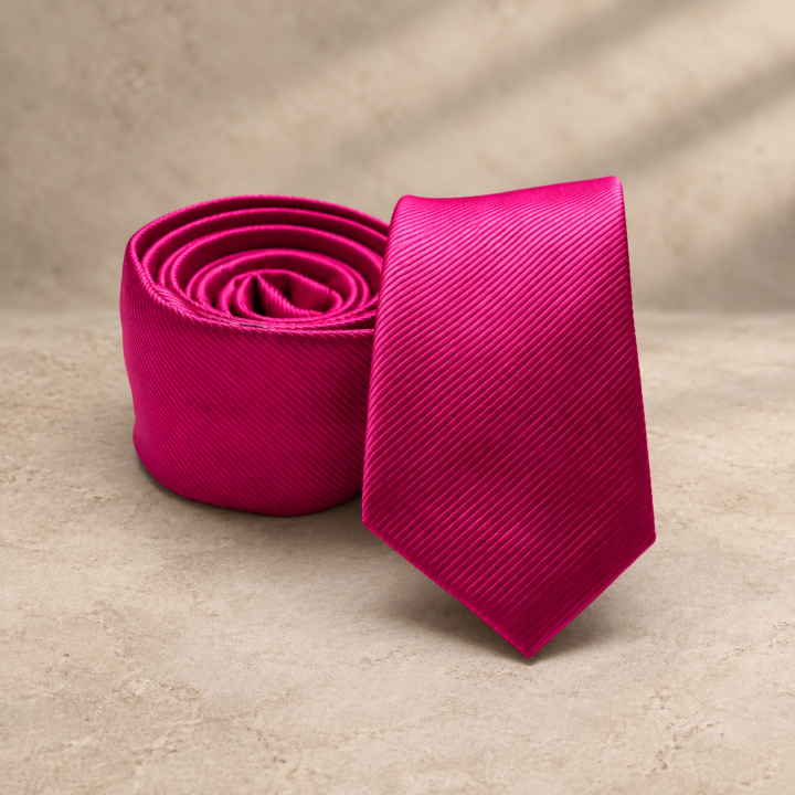 Magenta slim nyakkendő – egyszínű, bordás szövésű – W-Ps0849