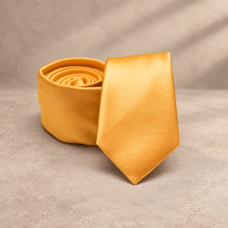 Aranysárga slim nyakkendő – egyszínű, szaténos fényű – W-Ps0857
