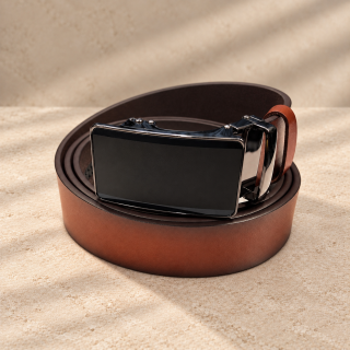 Cognac Eclipse – brown men’s automatic belt, 3.5 cm