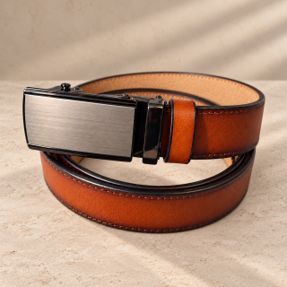 Cognac Satin – barna férfi automata öv, 3 cm