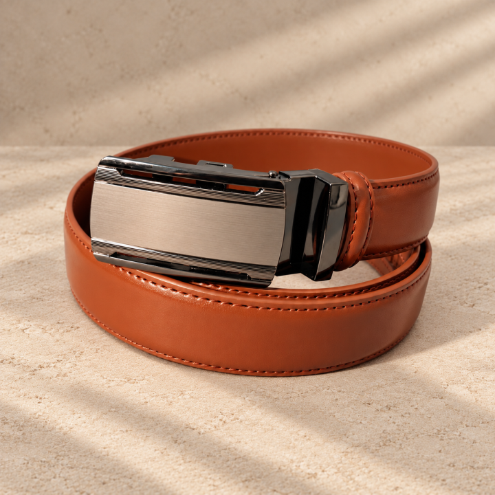 Cognac Gallery – brown men’s automatic belt, 3 cm
