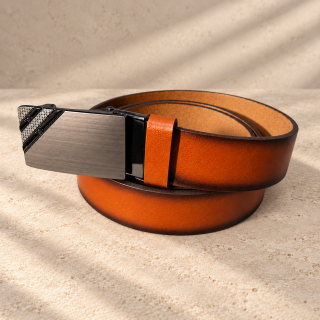 Cognac Diagonal – brown men’s automatic belt, 3.5 cm
