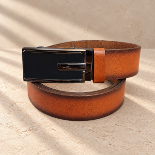 Cognac Inlay – barna férfi automata öv, 3,5 cm