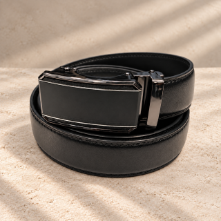 Noir Outline – black men’s automatic belt, 3.5 cm