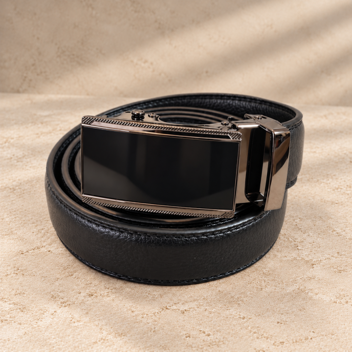 Noir Gloss – fekete férfi automata öv, 3 cm