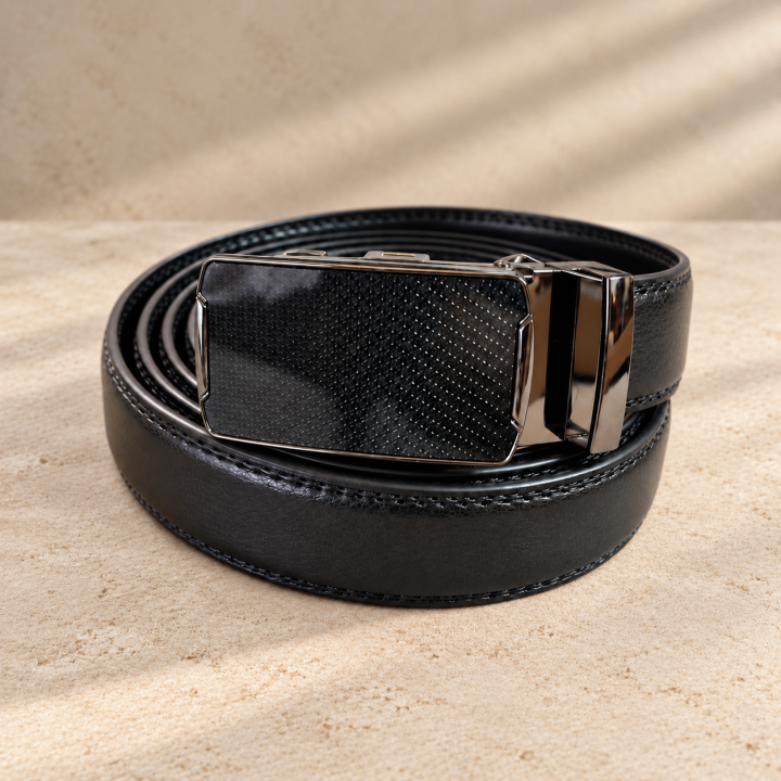 Noir Prism – fekete férfi automata öv, 3 cm