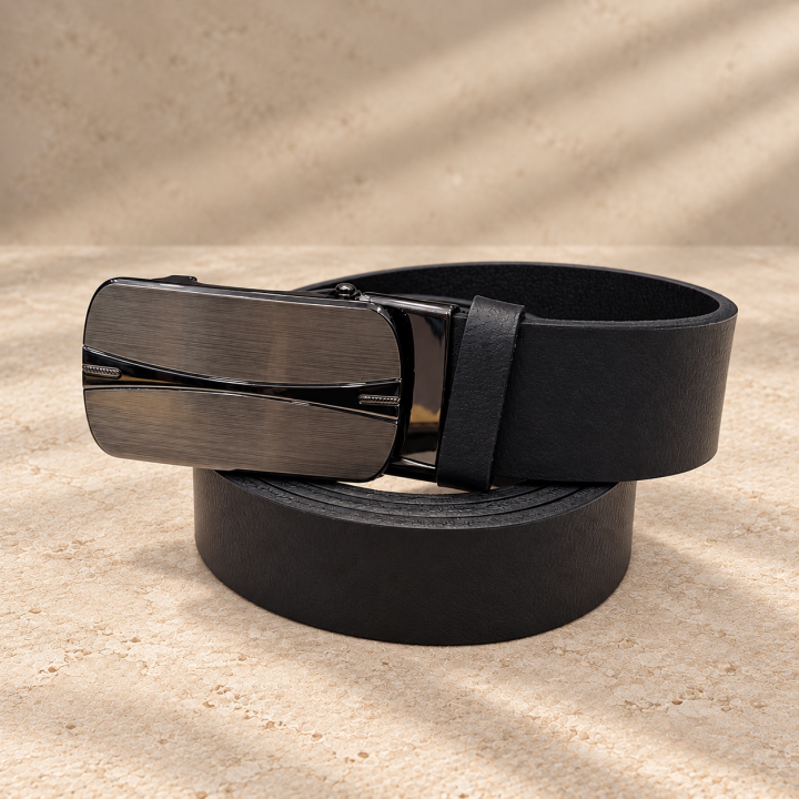 Graphite Stream – black men’s automatic belt, 3.5 cm