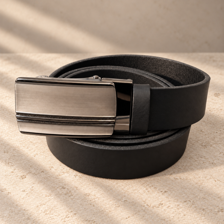 Silver Horizon – fekete férfi automata öv, 3 cm