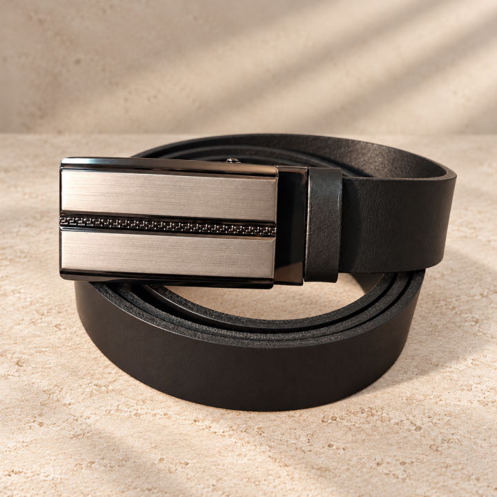 Silver Axis – black men’s automatic belt, 3 cm