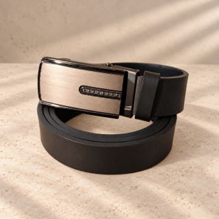 Silver Detail – fekete férfi automata öv, 3 cm