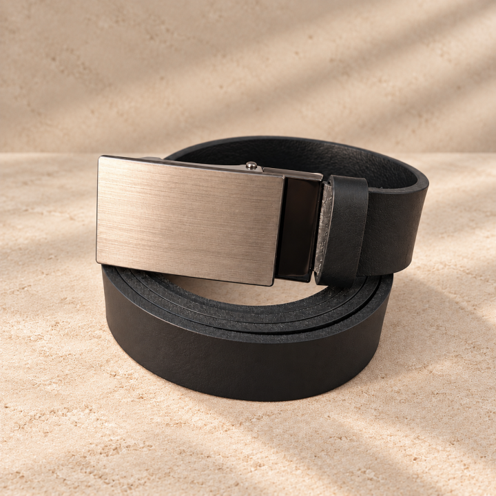 Silver Pure – black men’s automatic belt, 3 cm